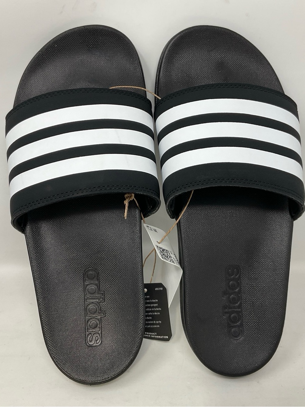 adidas Adilette Comfort Slide Sandals in Black; men size 6, women size 5
